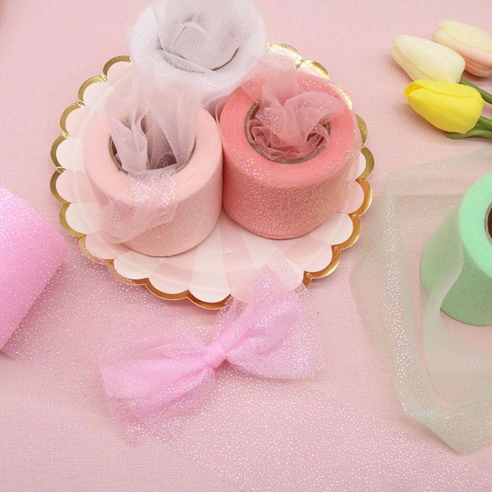 Ribbon Organza Roll - 6CM 25Yards Crystal Sequin Linten Organza