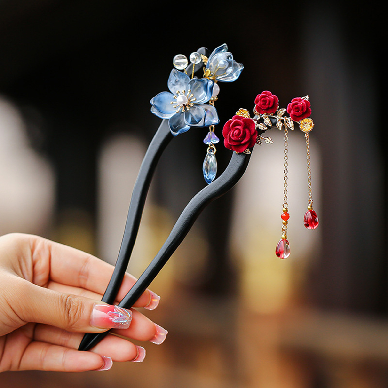 Florist Supplies - Chinese stijl bloem kwastje haarspeld vintage