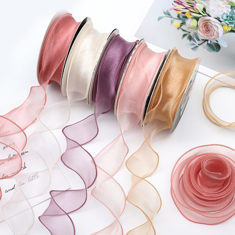 Ribbon Organza Roll - 9Meter/Rol Doorschijnende Zijden Lint Satijnen Linten